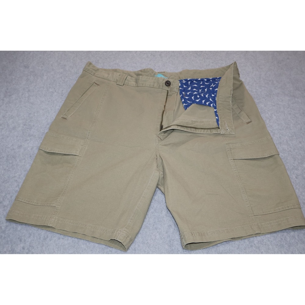 Tommy Bahama Cargo Shorts Mens 40 Tan Cotton Tencel Blend Casual 10" Inseam